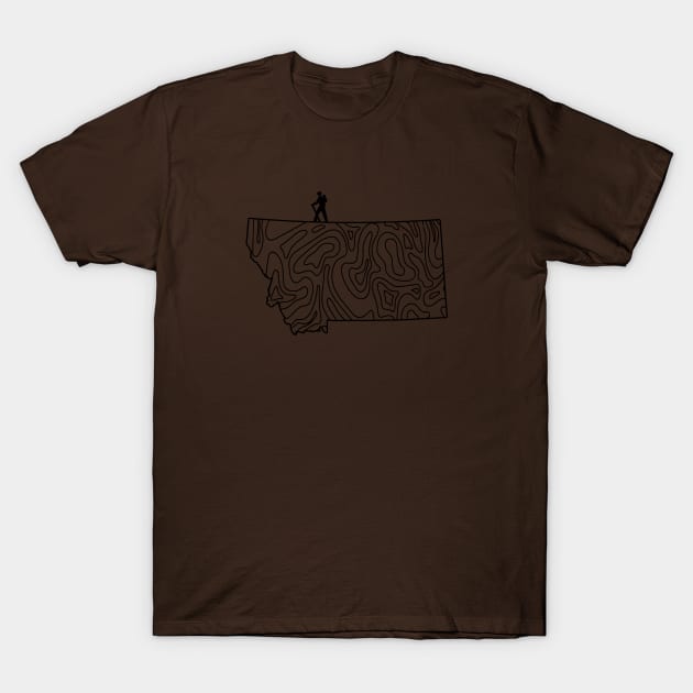 Get Lost Hiking Topographic Art Hike Montana State Map T-Shirt by TeeCreations